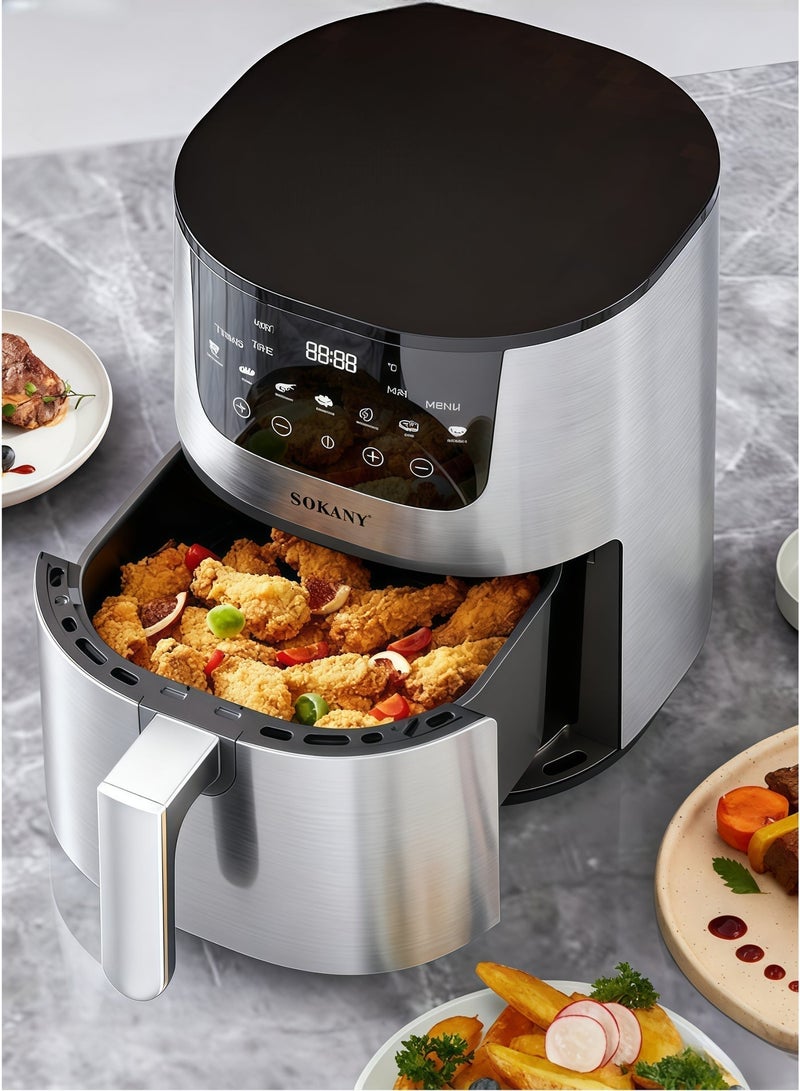 سوكاني مقلاة هوائية سعة ٧ لترات، ١٥٠٠ واط، ٧ برامج مُعدّة مسبقًا-مصنوعة بدلو غير لاصق ولوحة تحكم تعمل باللمس-القلي، الشواء، التحمير، التحميص، الخَبز، التحميص، الخضار، البطاطس المقلية، الدجاج، اللحوم، والأسماك - Image 2